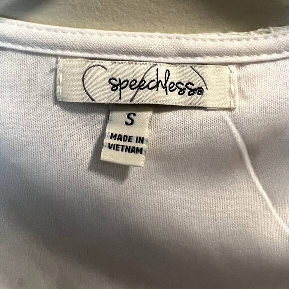 Speechless White Eyelet Lace Mini Dress, Puffy Sleeves, S - Picture 3 of 12